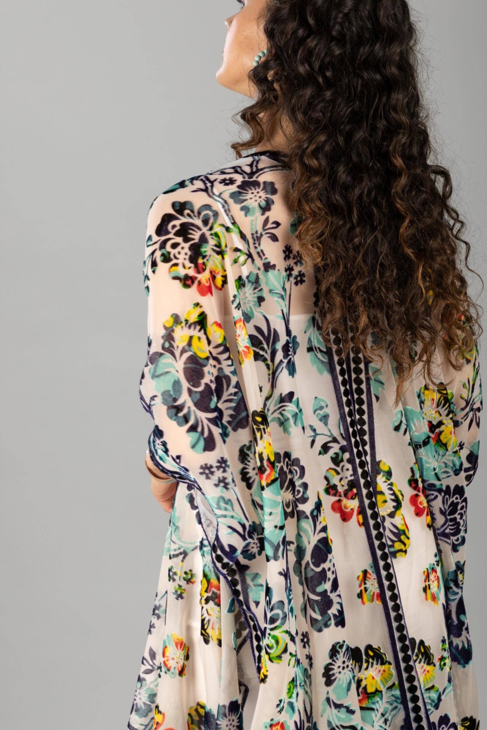 Floral Sheer Velvet Burnout Kimono