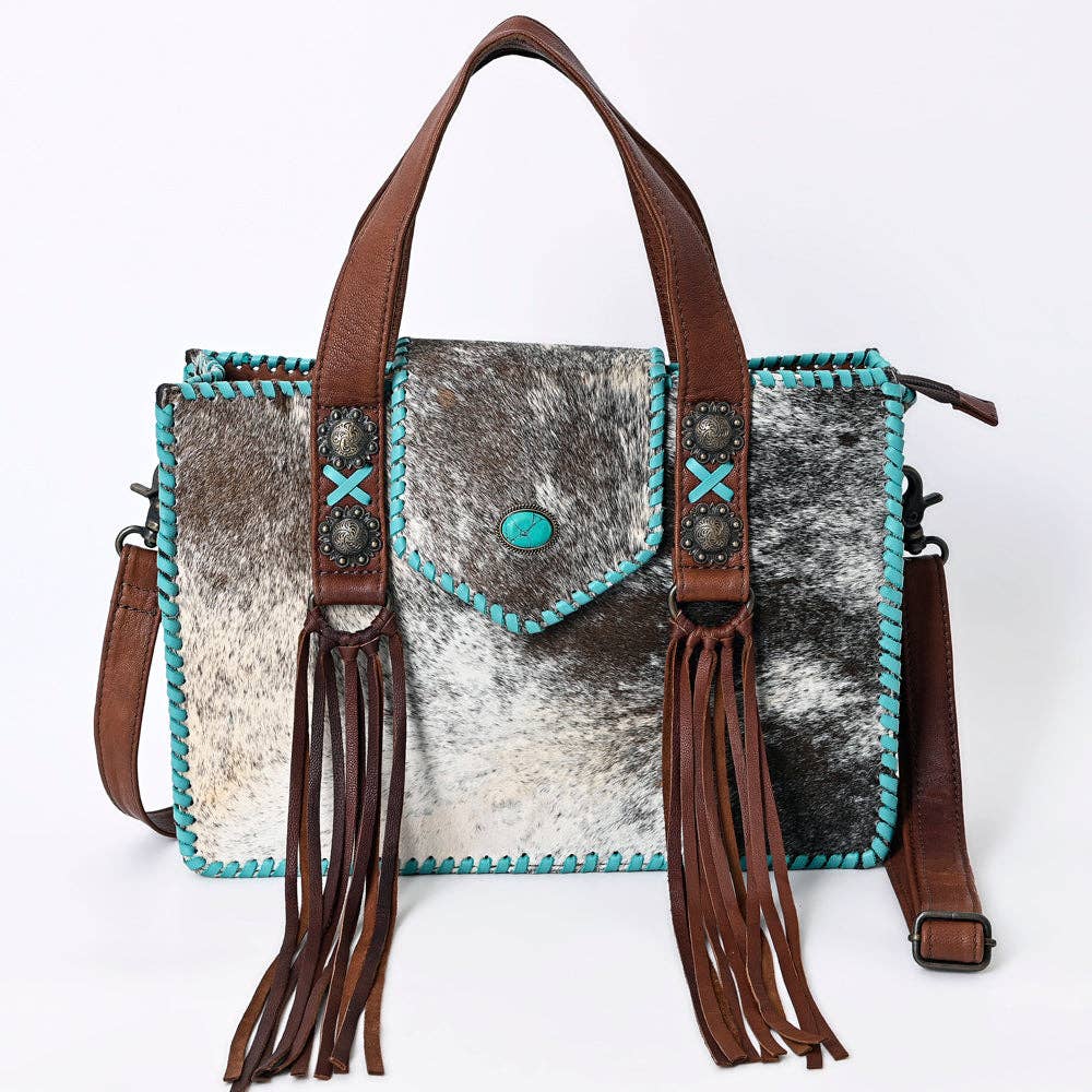 ADBG1166 American Darling Hair-On Cowhide Fringe Tote -Western Handbag
