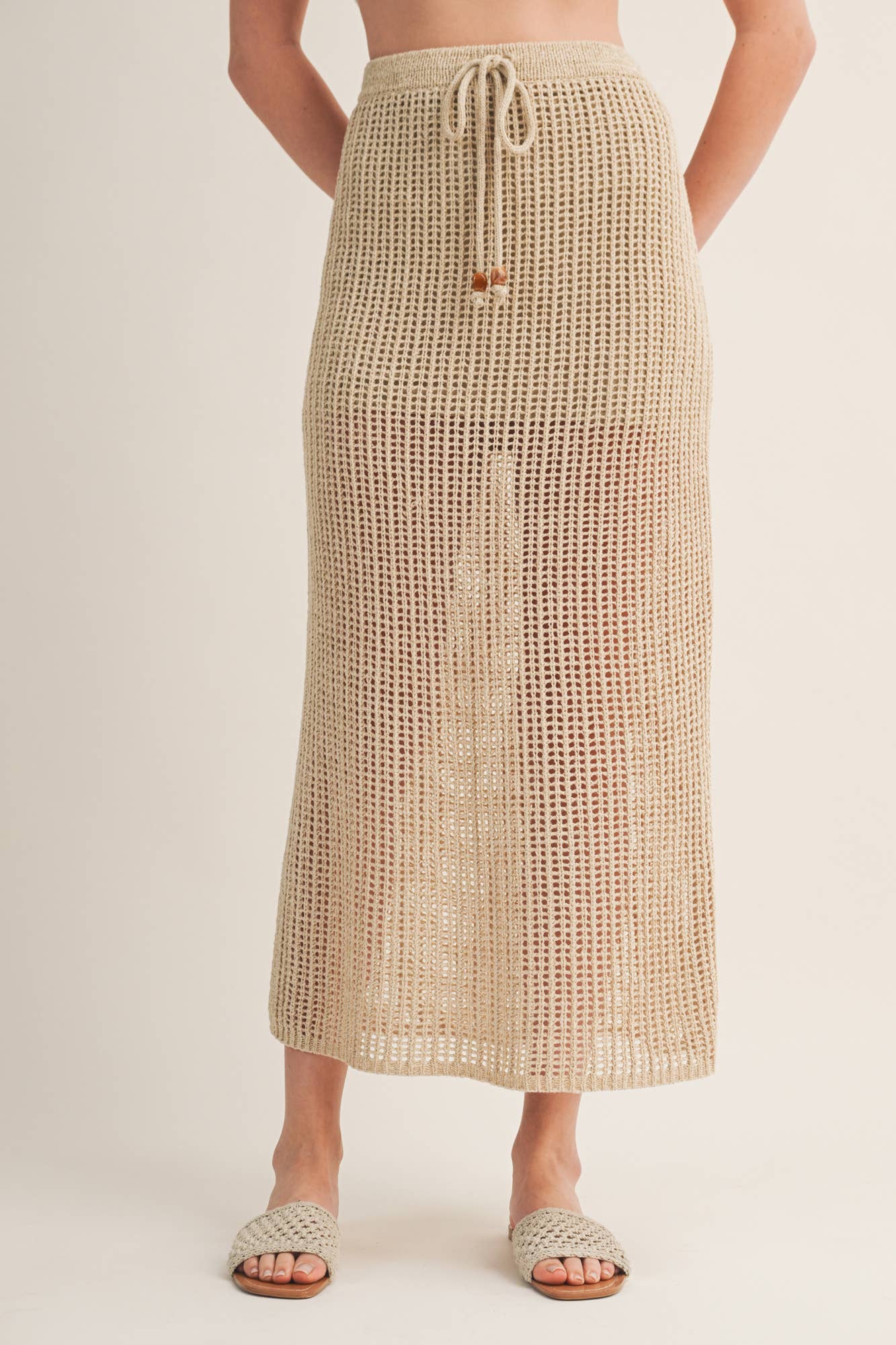 Crochet-Style Two-Piece Set - Wheat