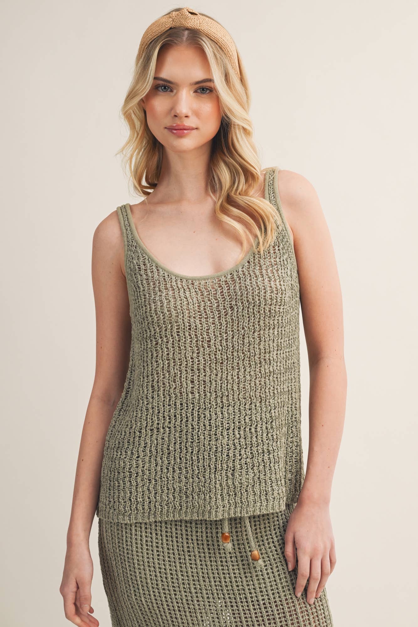 Crochet-Style Two-Piece Set - Dried Herb