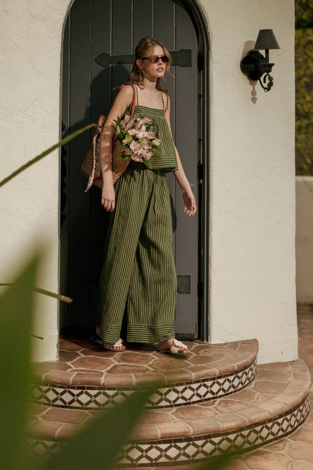 STRIPED PRINT GREEN SET