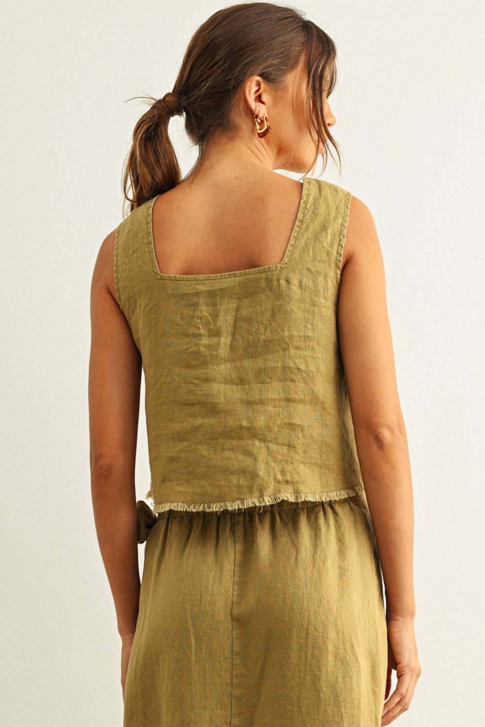 SHORT SLEEVE SQUARE NECK RAW HEM SET