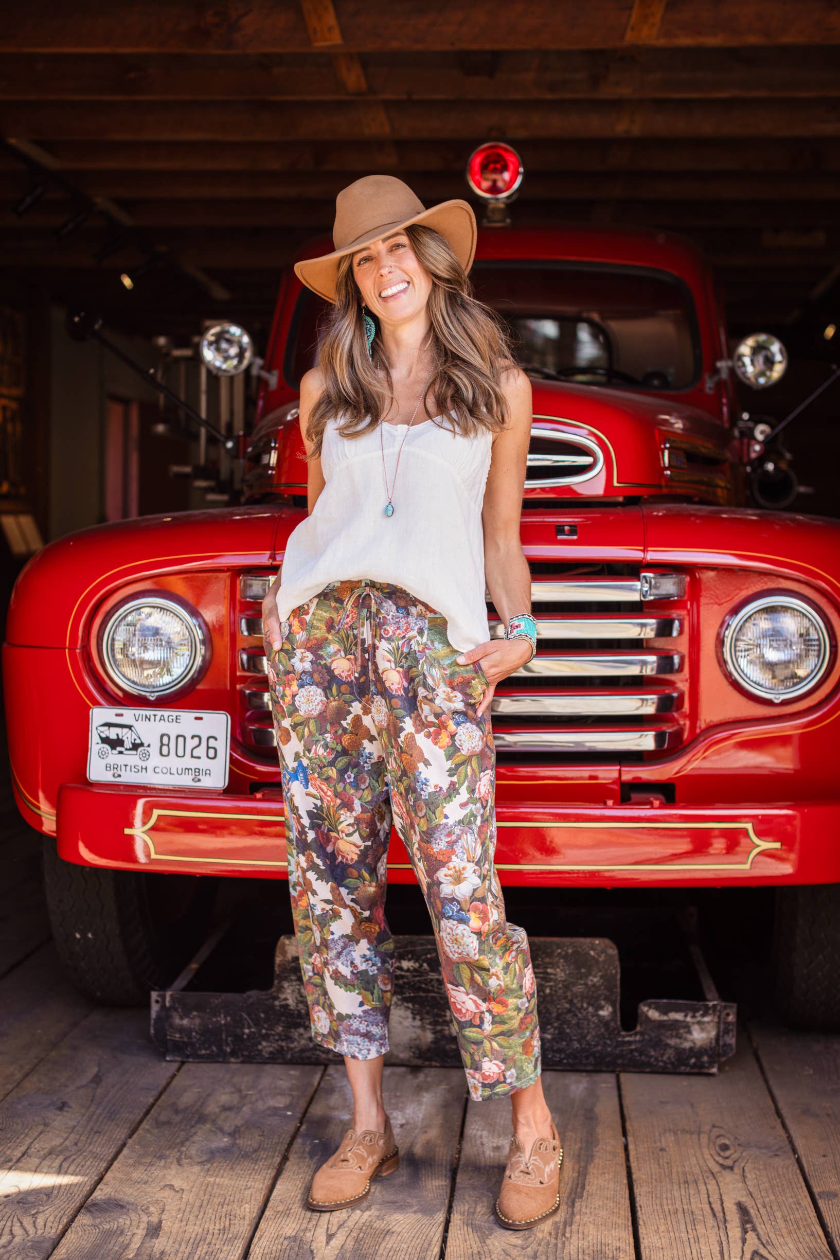 Love Language Linen Cropped Artist Pant w/ Flowers