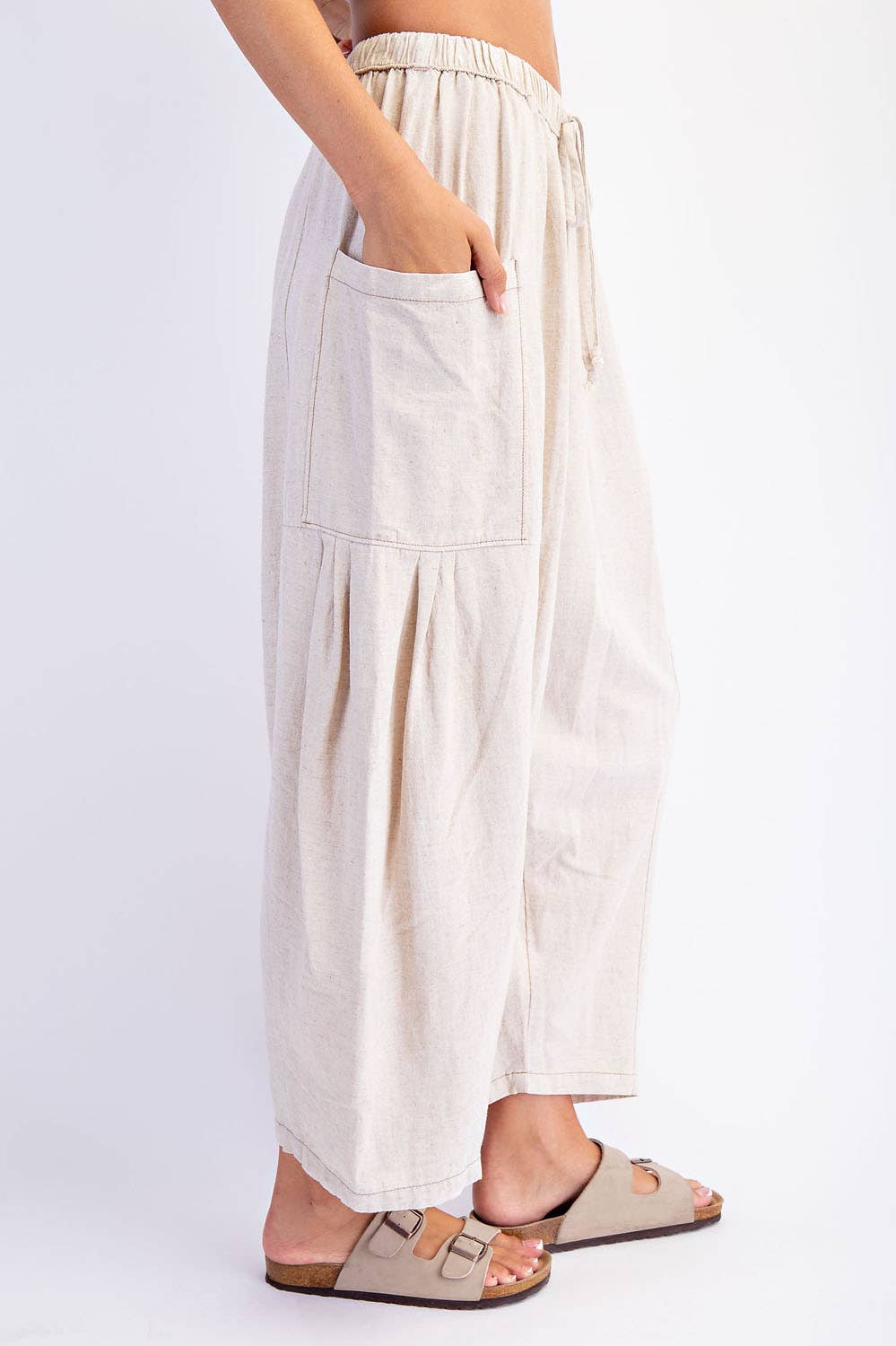 WIDE LEG PANTS: Natural Straw