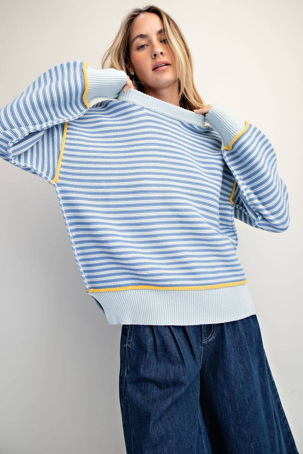 STRIPE PULLOVER OVERSIZE SWEATER