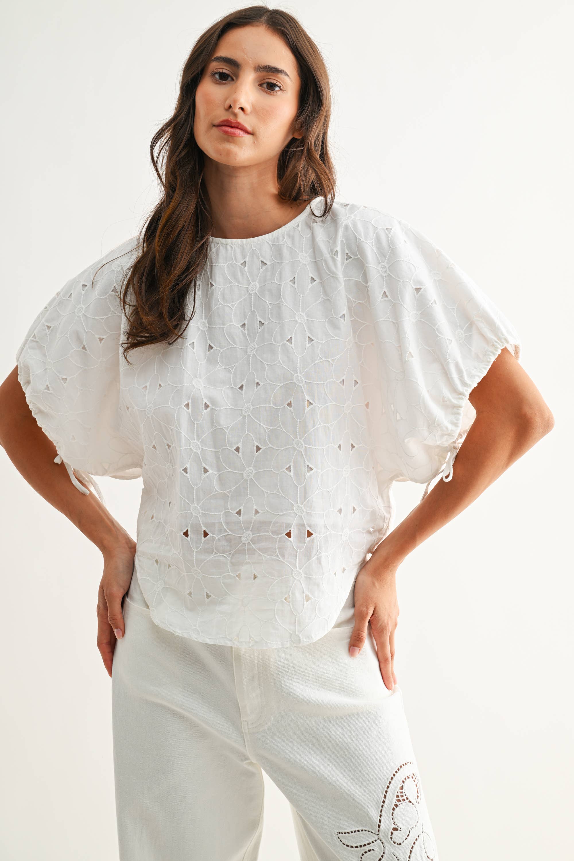CJT26751 Embroidered White Cotton Blouse
