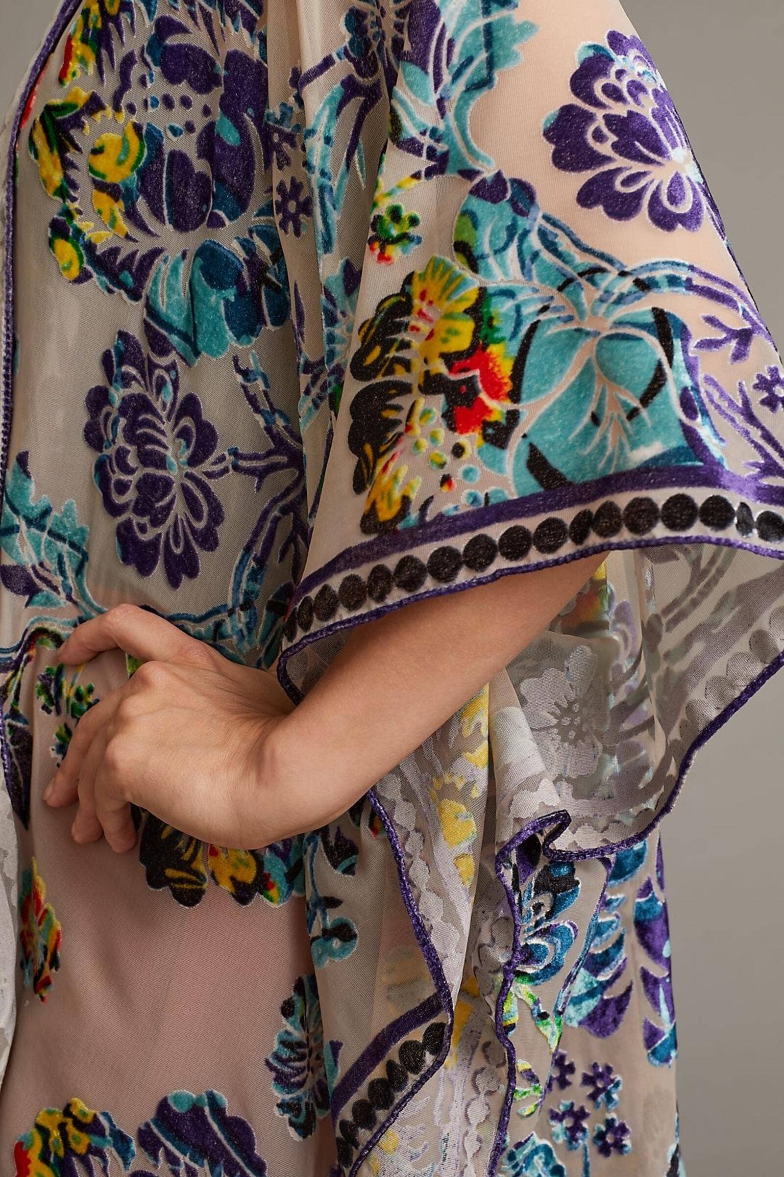Floral Sheer Velvet Burnout Kimono
