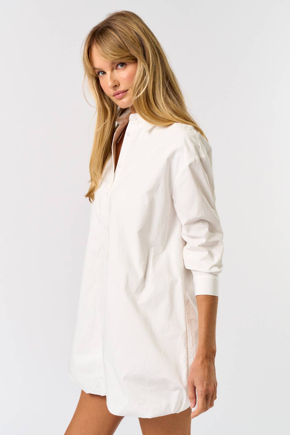ILD5168 BUTTON DOWN SHIRT BUBBLE DRESS