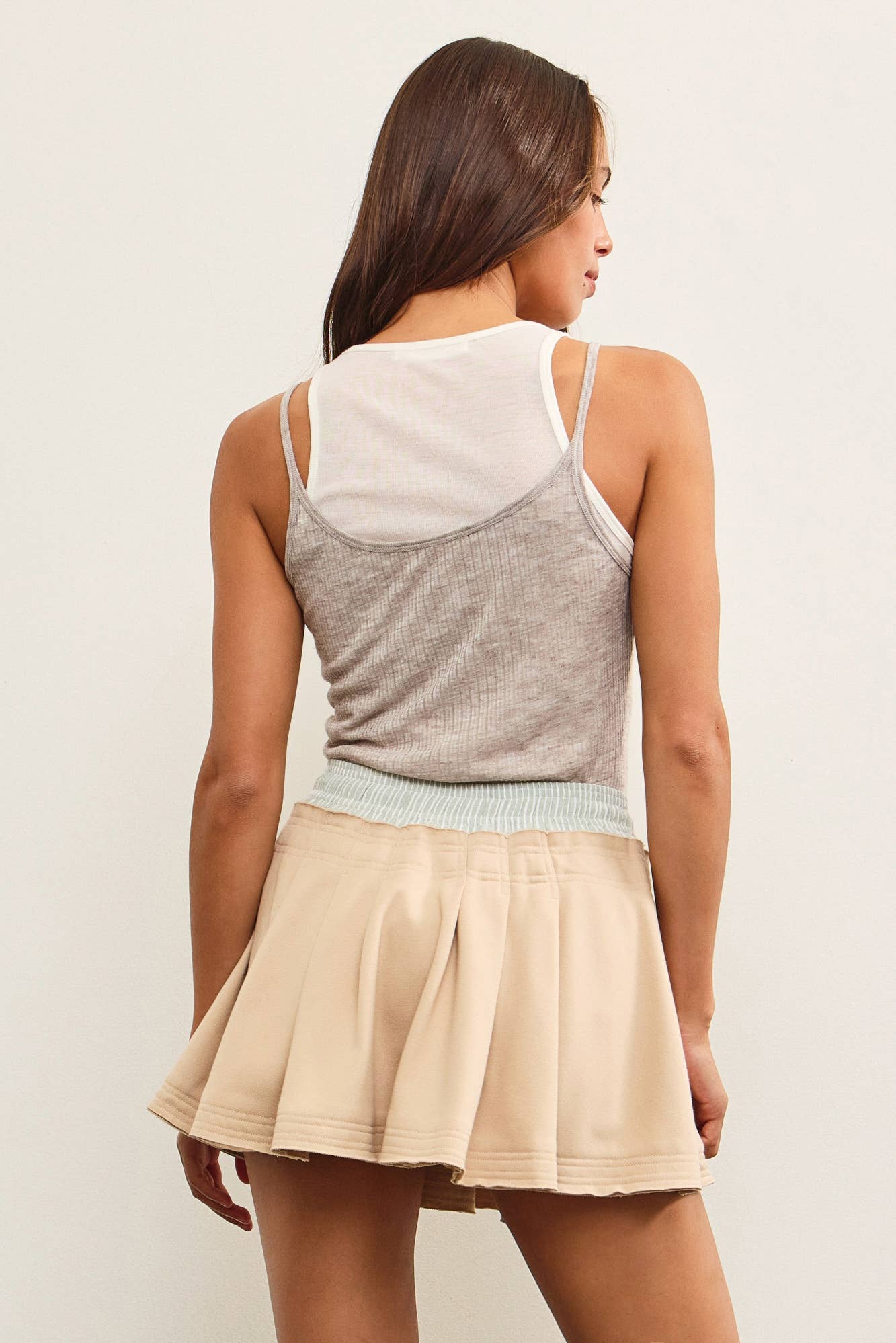 DOUBLE LAYER SLEEVELESS TOP - H.GREY
