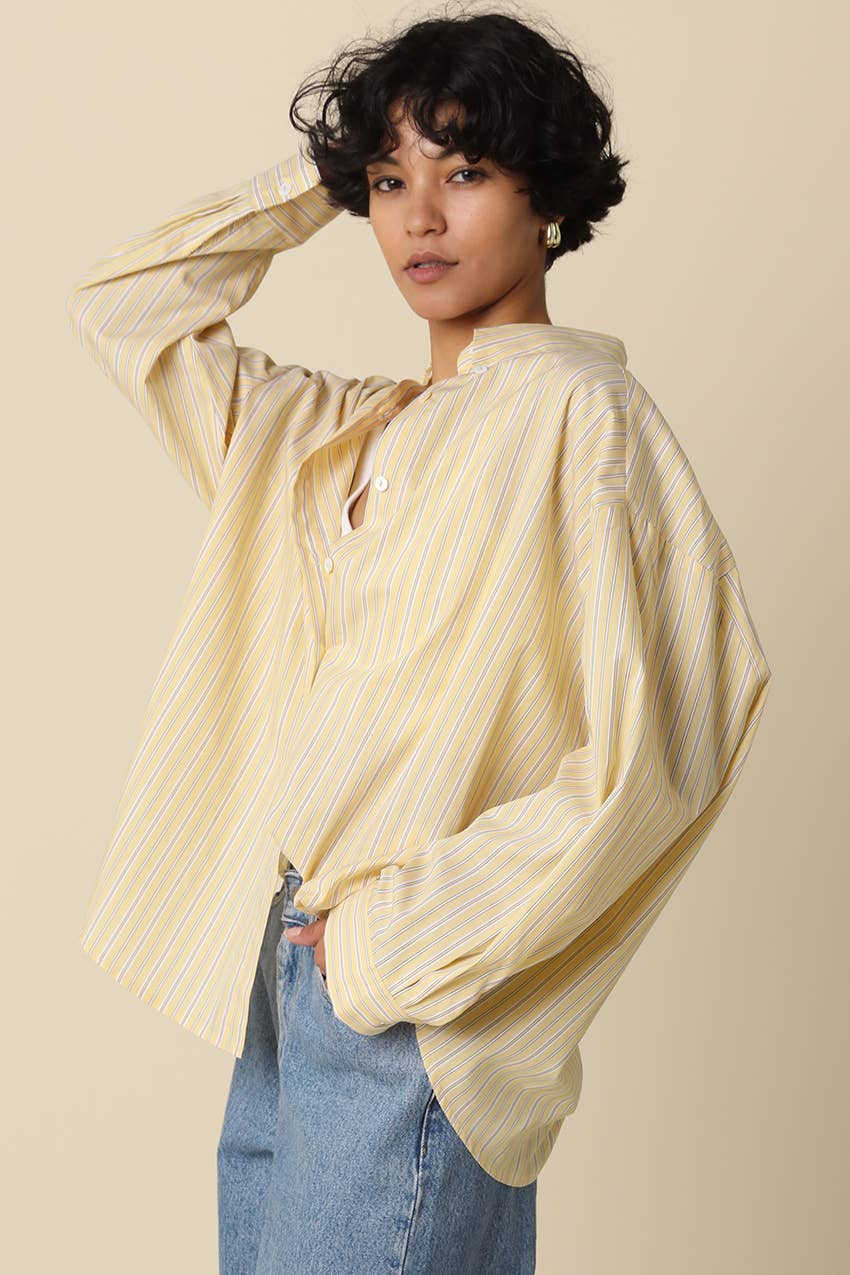 Macy Oversized Striped Shirt - Yellow