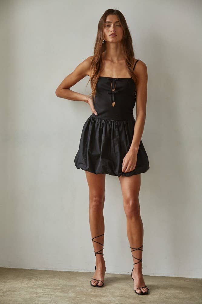 L8710 | Woven Cotton Poplin Balloon Skirt Mini Dress
