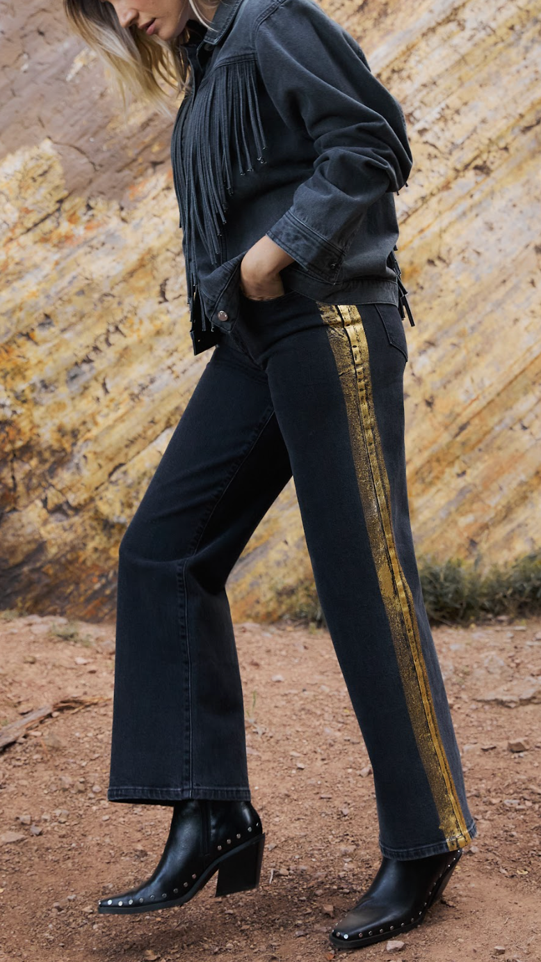 BLACK DENIM FRINGE JACKET
