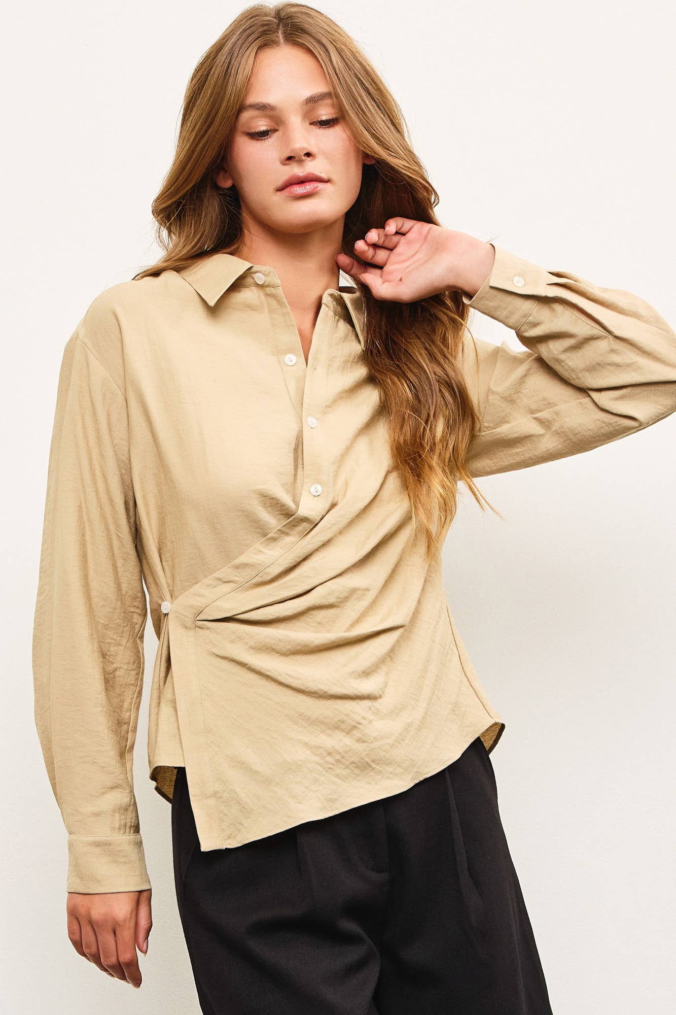 WRAP FRONT BUTTON DOWN SHIRT