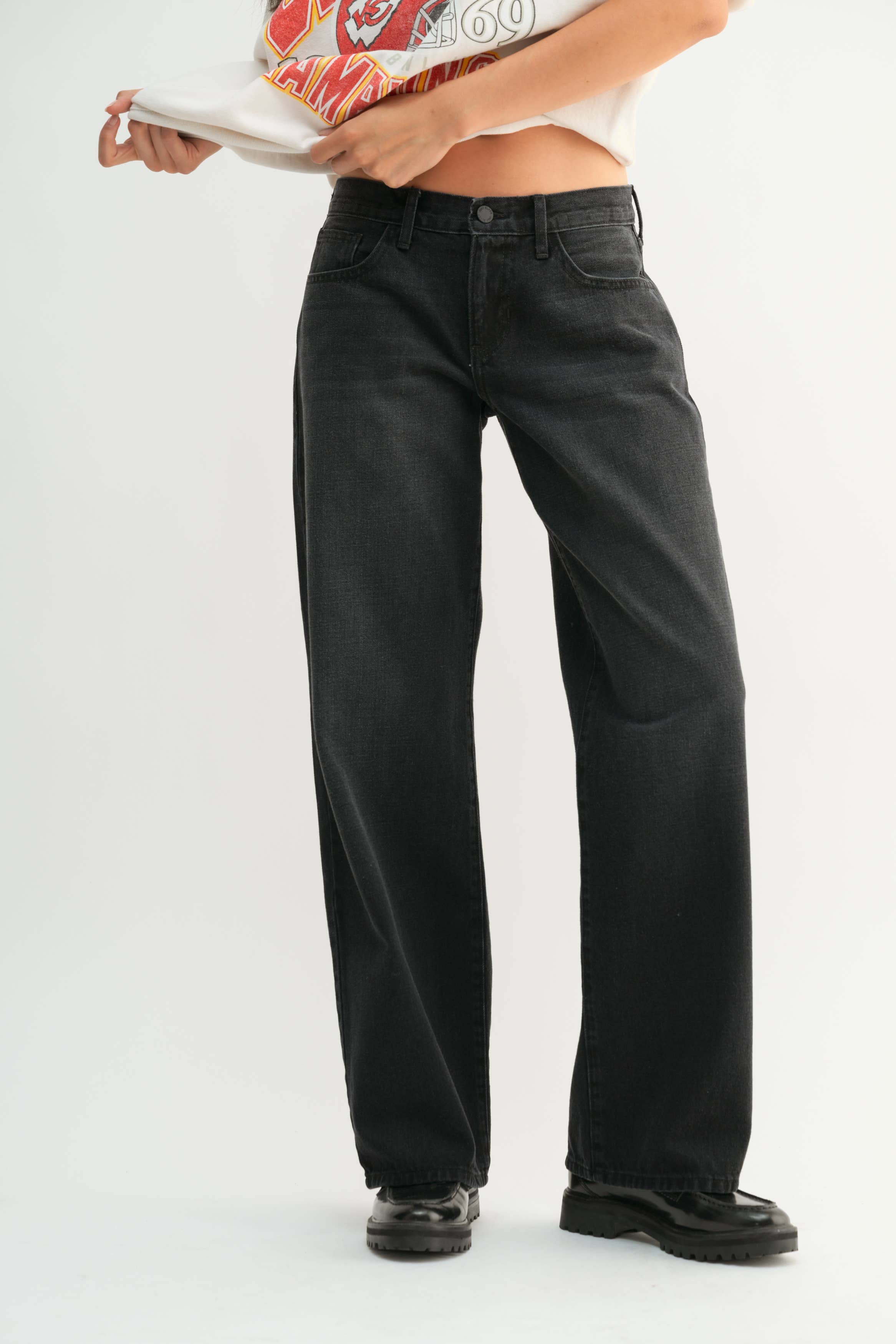 BP436N - WBLK - Low Rise Baggy Slouch: 29