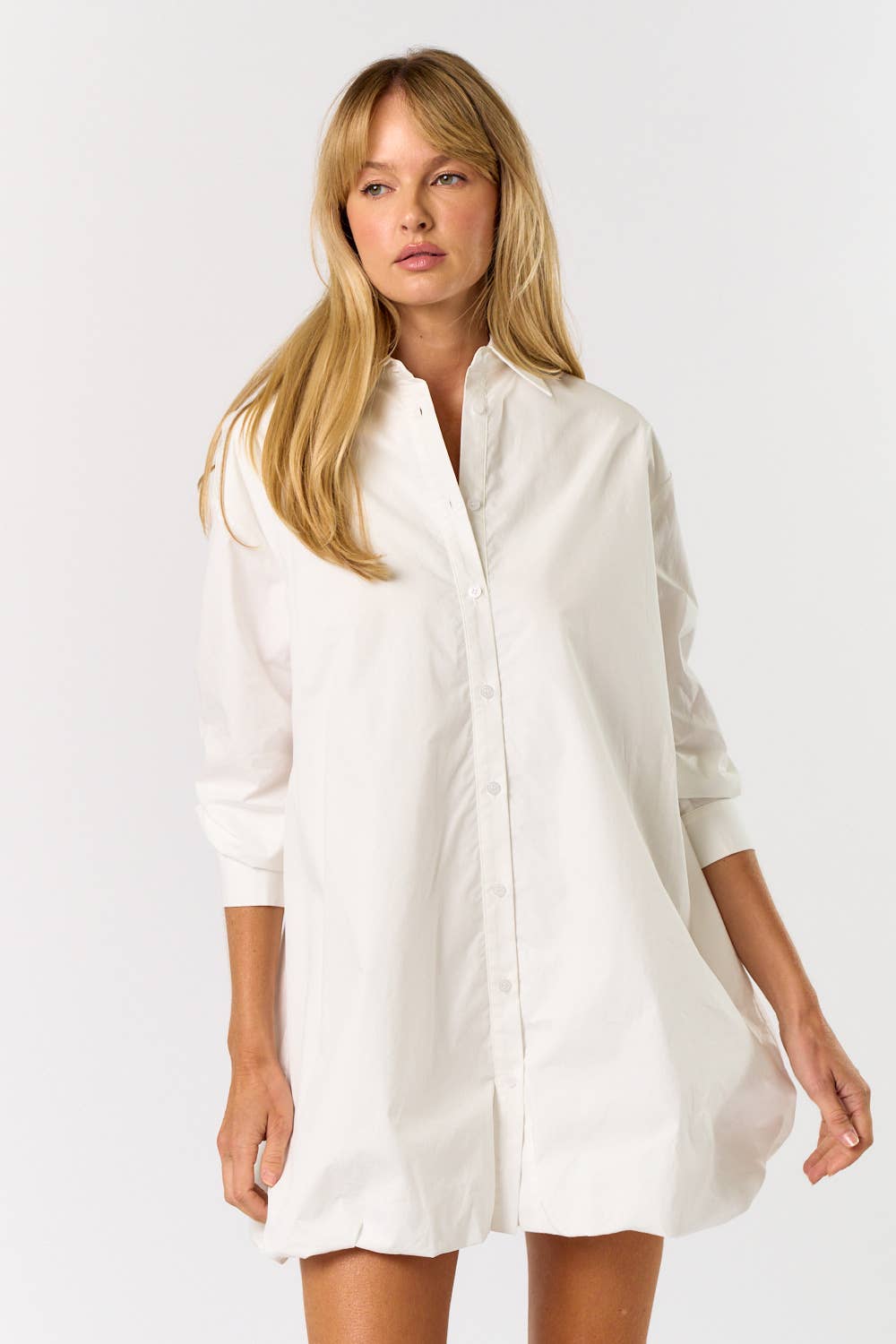 ILD5168 BUTTON DOWN SHIRT BUBBLE DRESS