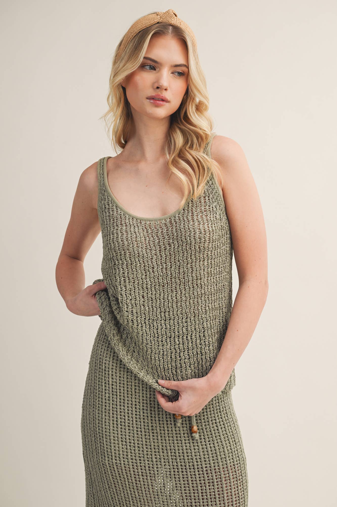 Crochet-Style Two-Piece Set - Dried Herb