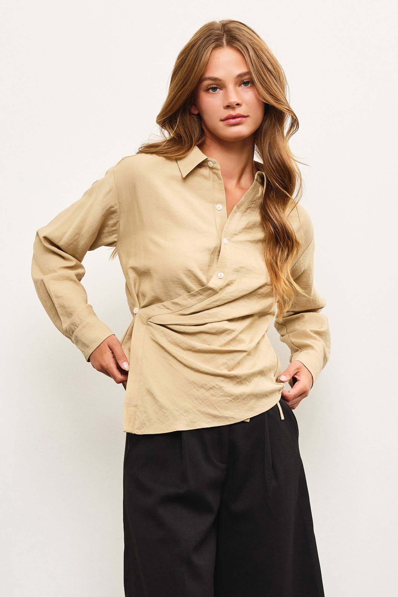 WRAP FRONT BUTTON DOWN SHIRT