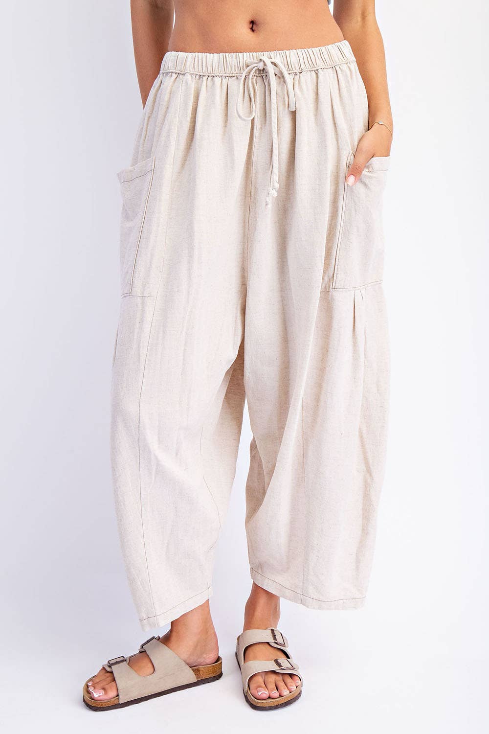 WIDE LEG PANTS: Natural Straw