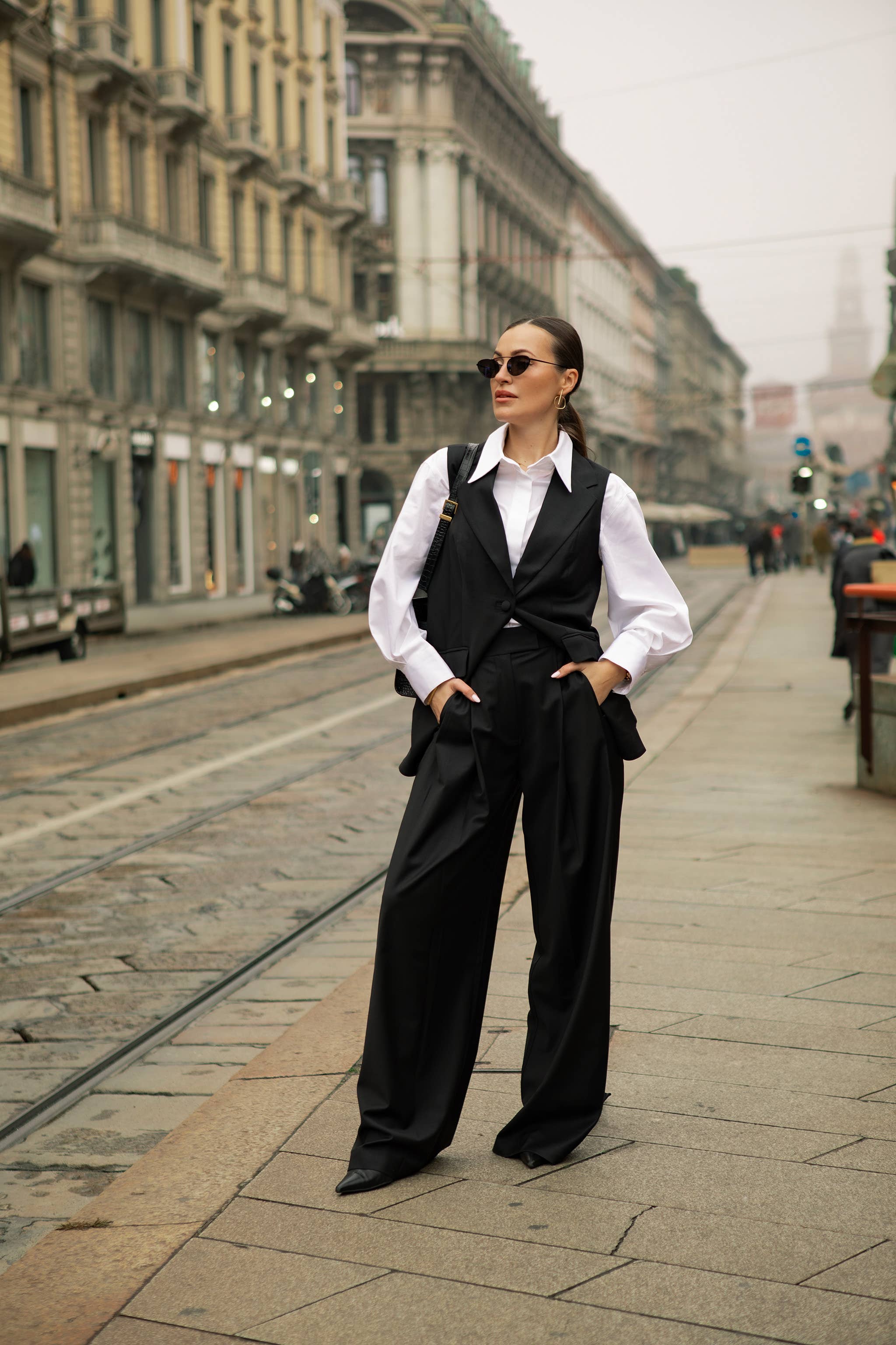 Liza Italian Design Black Virgin Wool Waistcoat