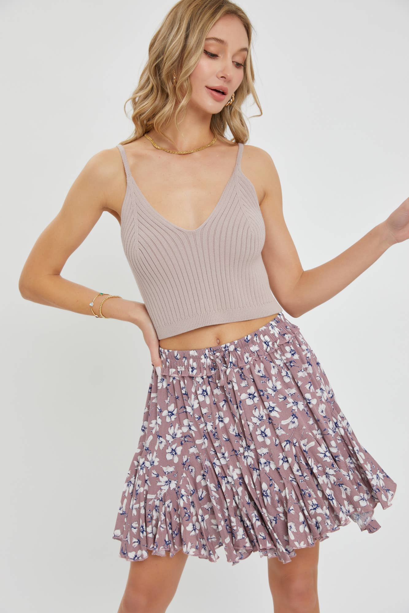 SK9060 FLORAL MINI SKIRT