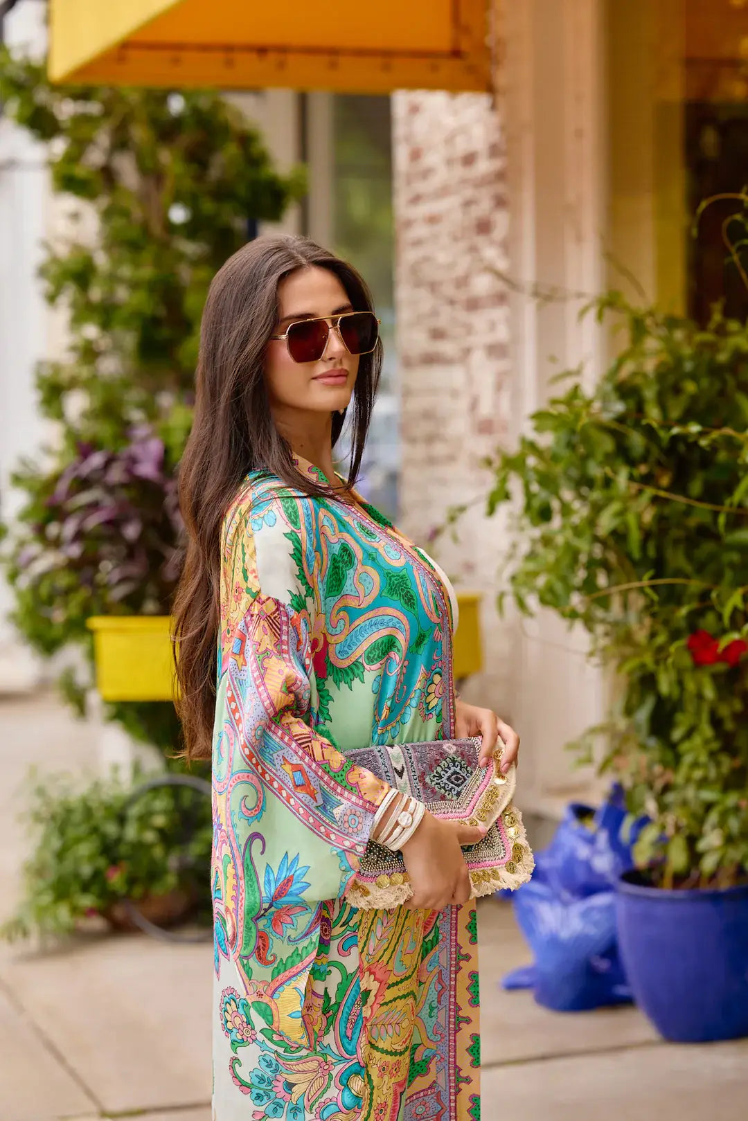 Paisley Mixed Print Kimono Long