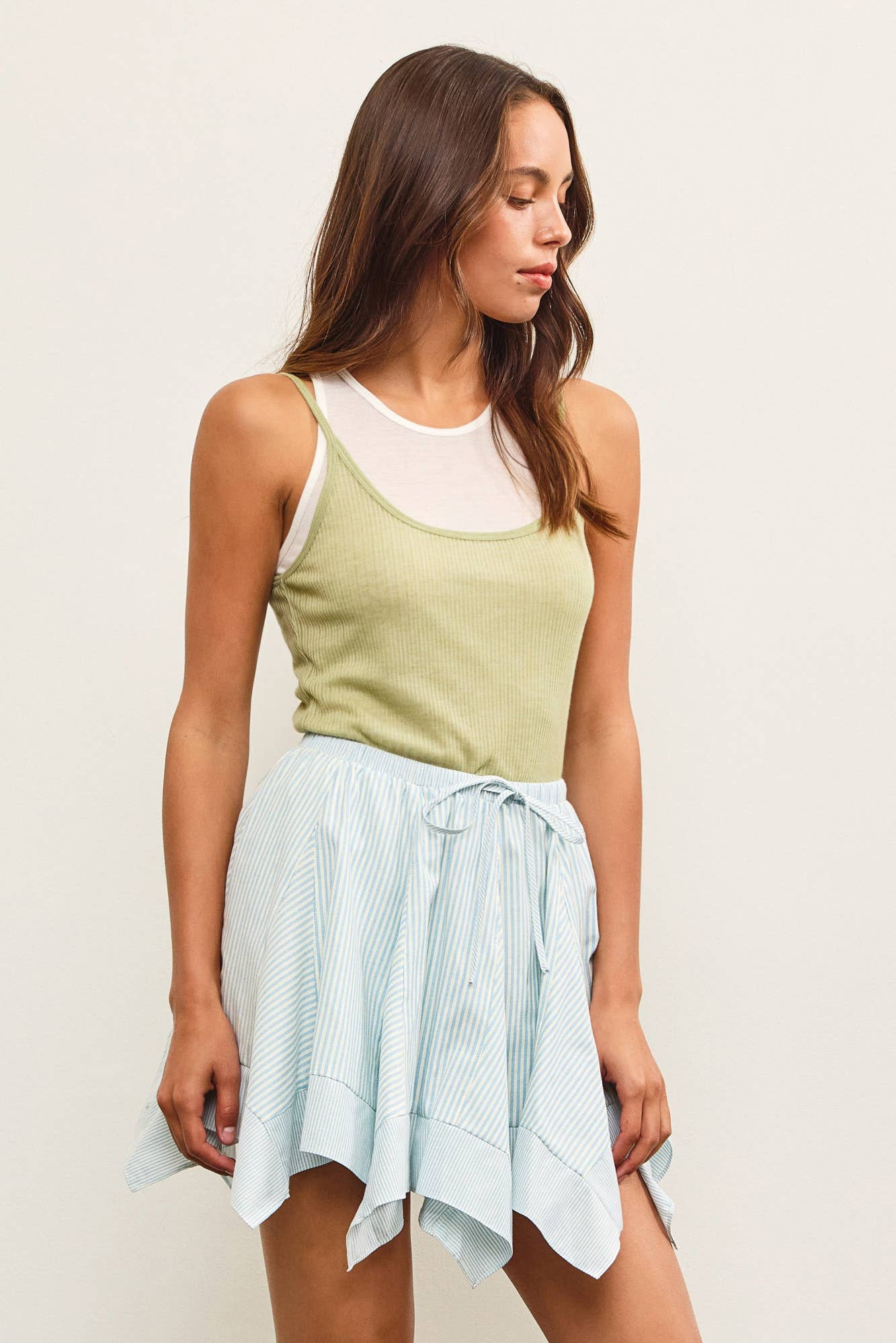 DOUBLE LAYER SLEEVELESS TOP - MATCHA