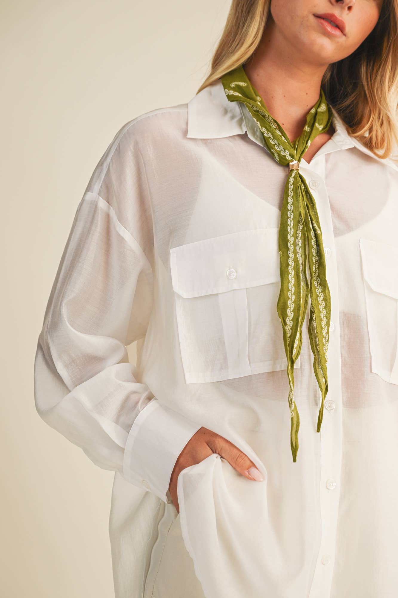 SHEER SHIRT WITH CARGO POCKET