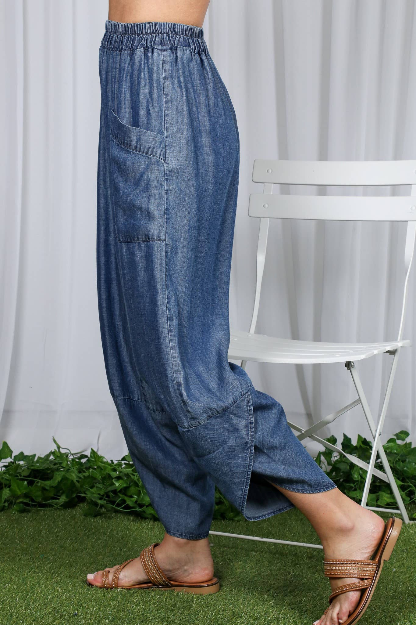 Casual Chambray 100% Tencel Barrel Denim Pants VP82933A