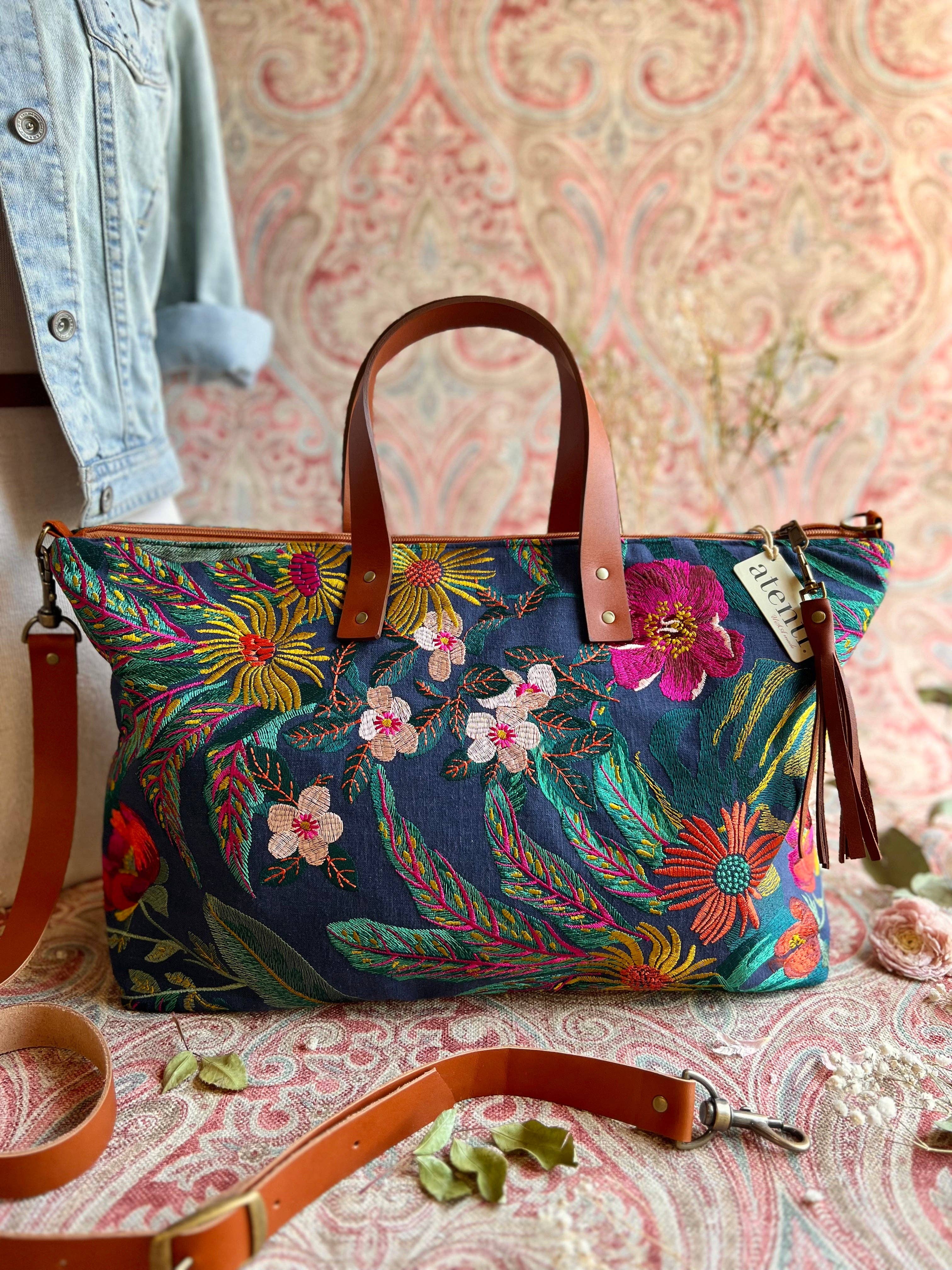 USA Handcrafted Carryall Tote Bag, Flora Buddy Bag