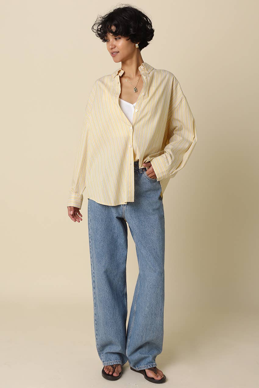 Macy Oversized Striped Shirt - Yellow