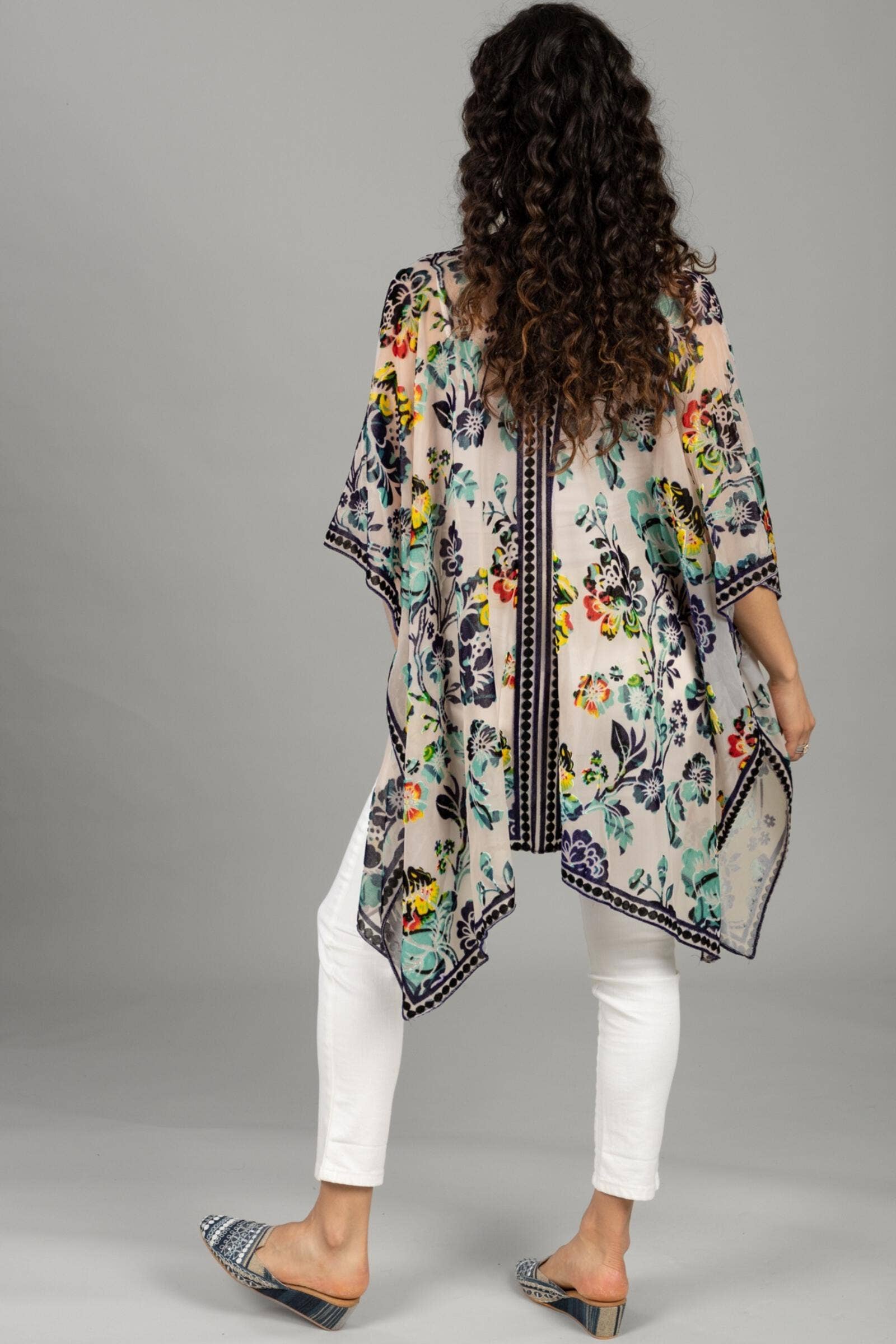 Floral Sheer Velvet Burnout Kimono