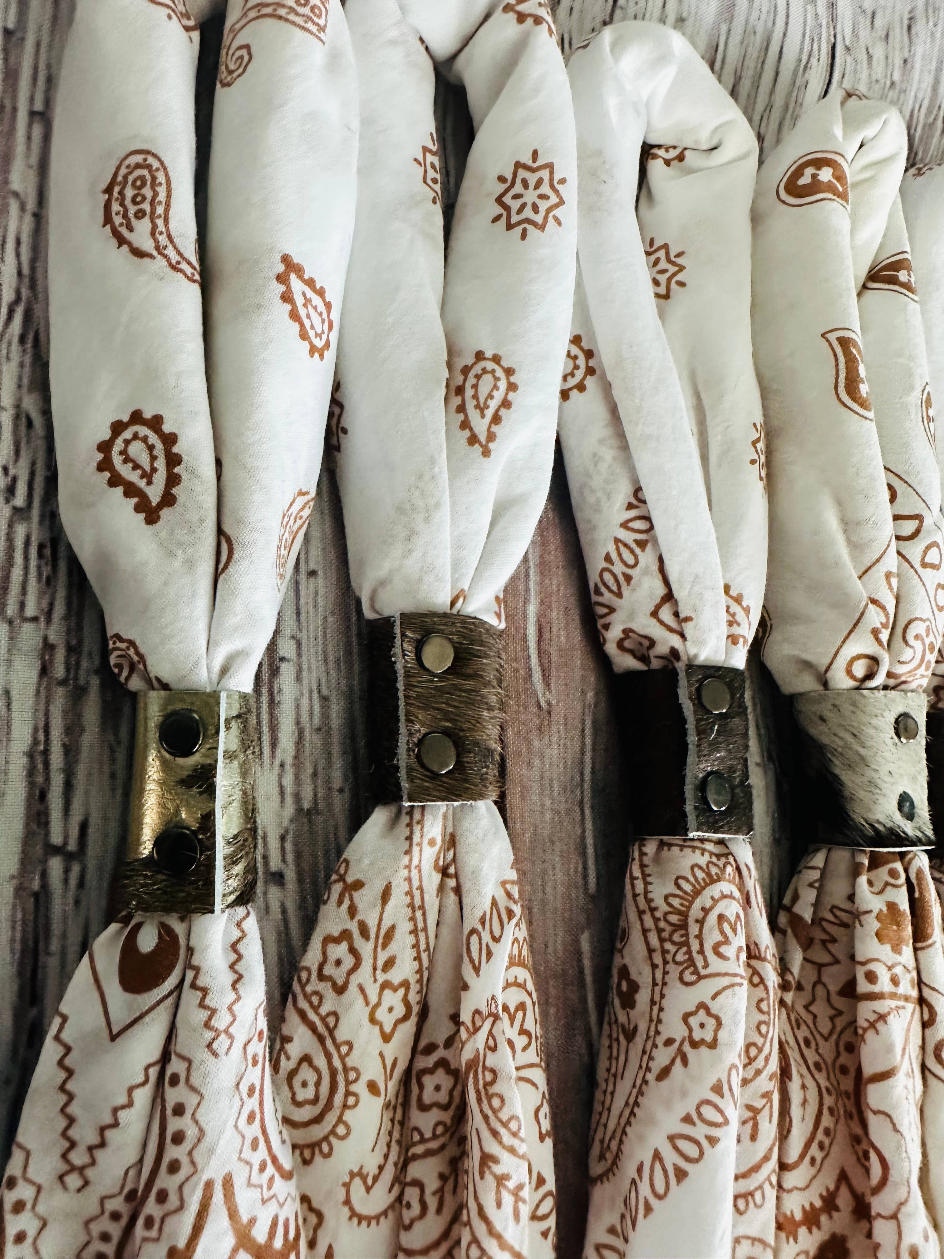 Ivory & Brown Hand Dyed Bandanas