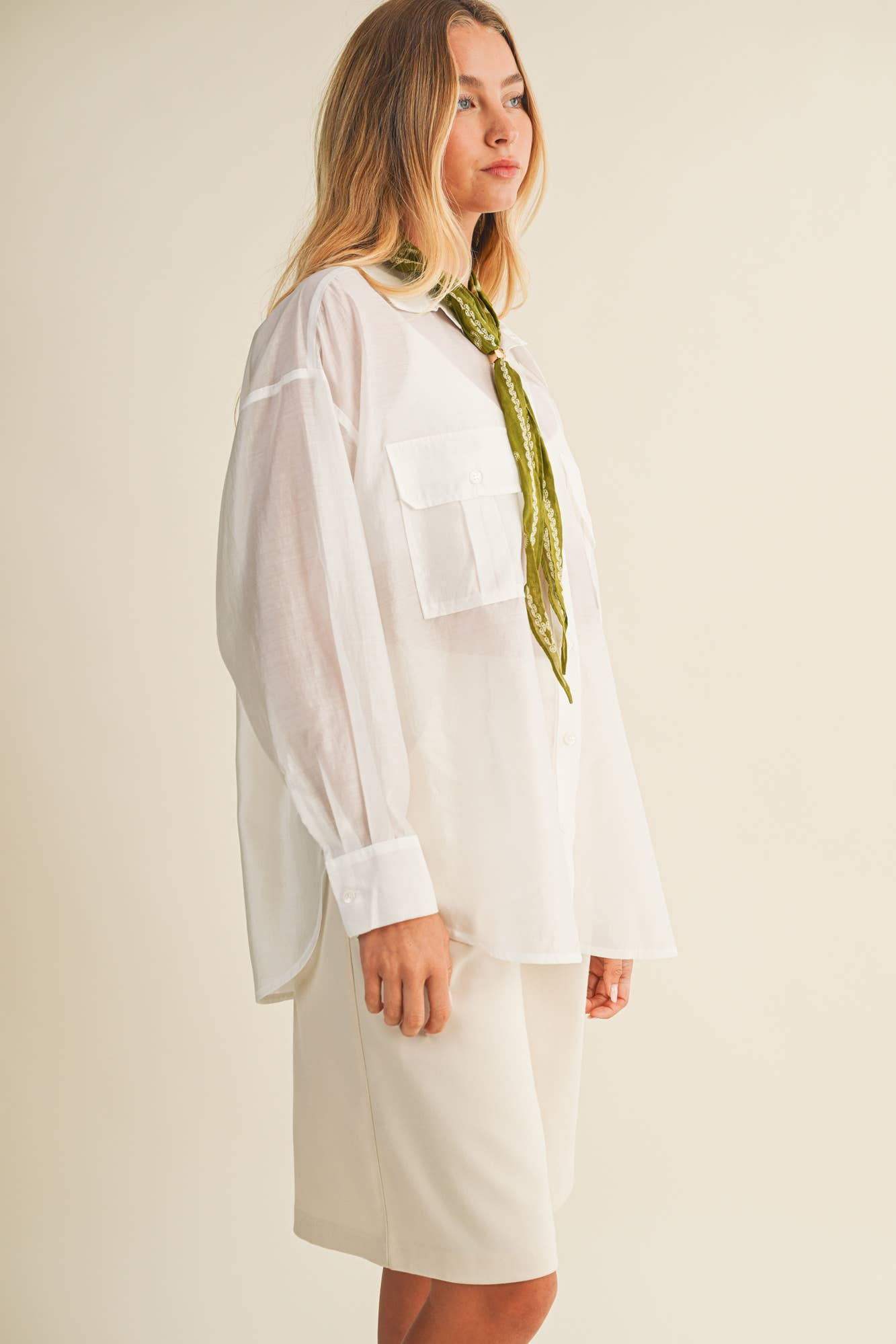 SHEER SHIRT WITH CARGO POCKET