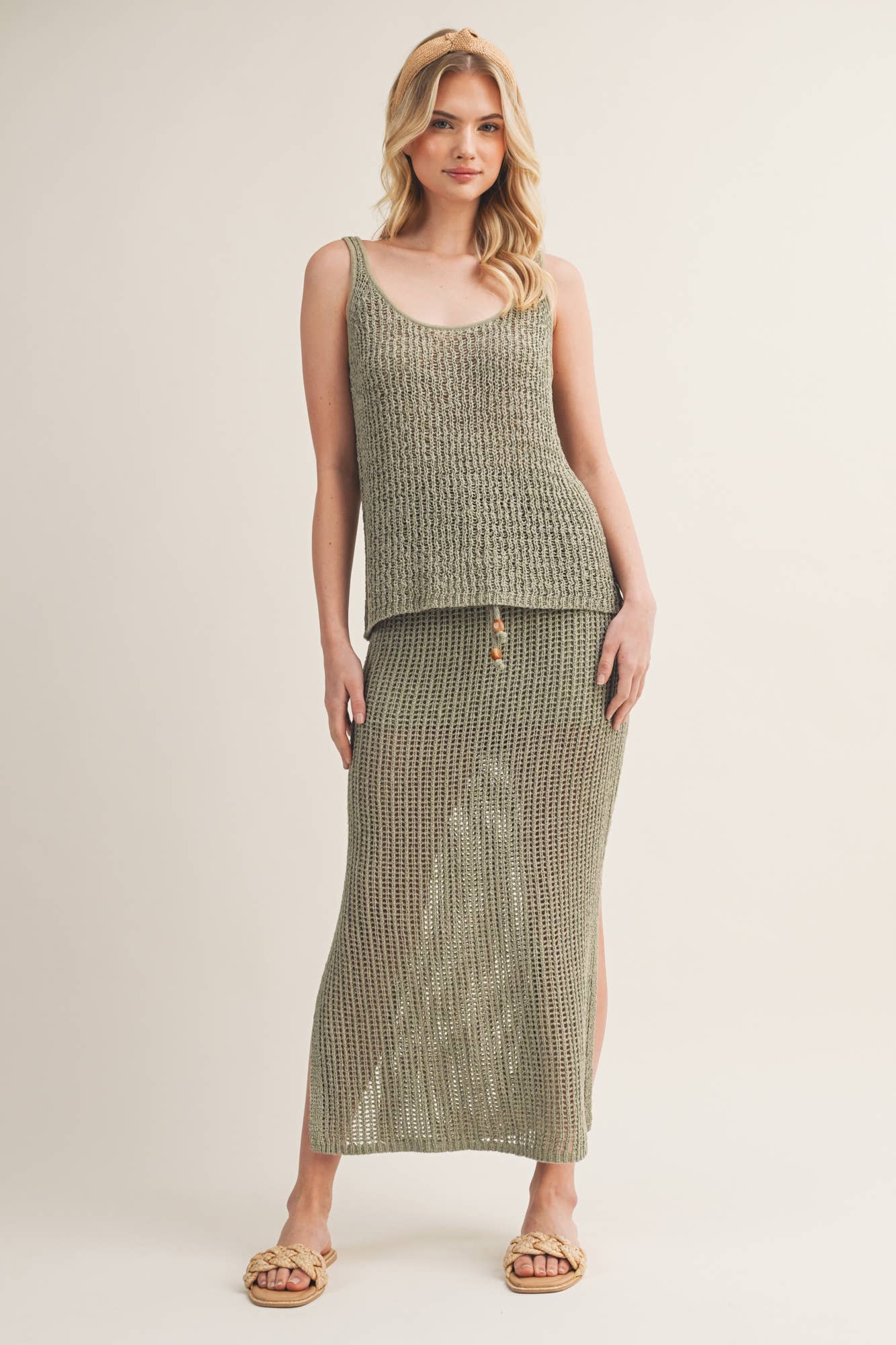 Crochet-Style Two-Piece Set - Dried Herb