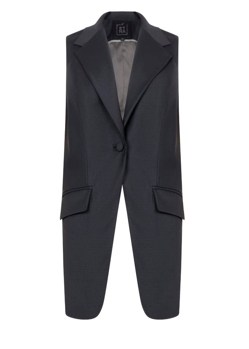 Liza Italian Design Black Virgin Wool Waistcoat
