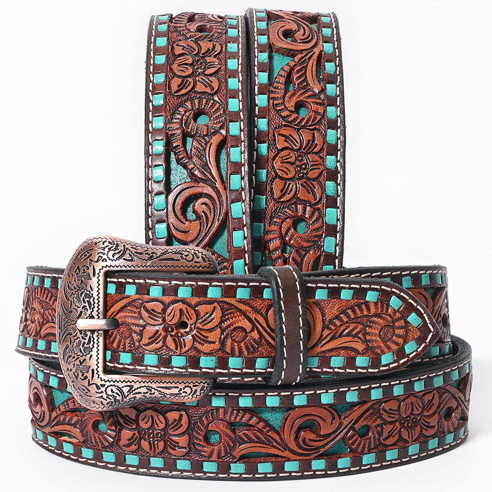 BER241-Hand Carved Western leather Belt