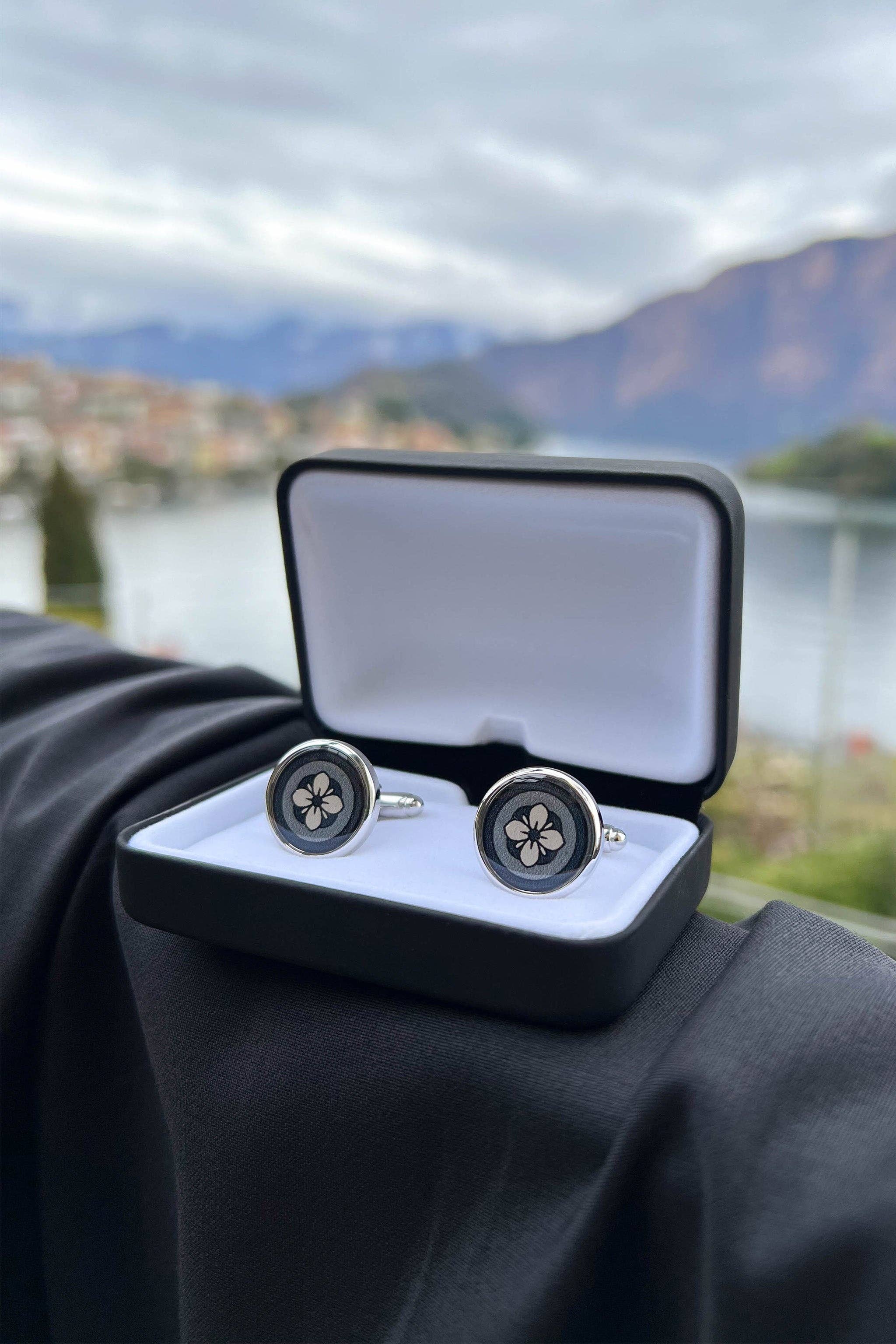 4 Sicilian Colors Floral Print Handmade Italian Cufflinks