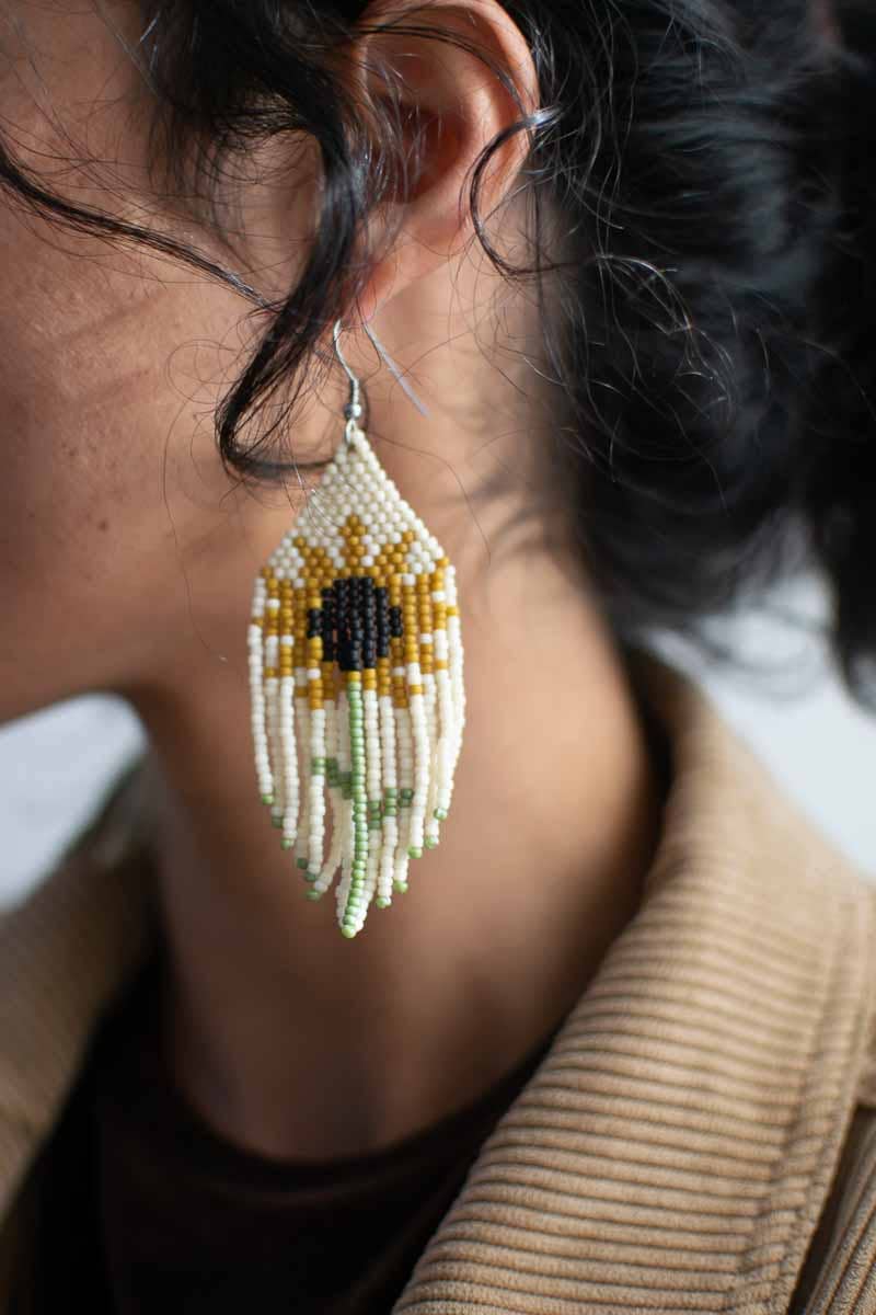 Beaded Fringe Earrings in Girasol