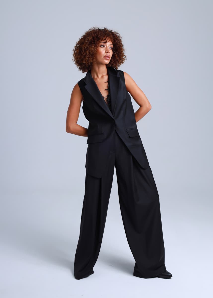 Liza Suit Wide-leg Black Virgin Wool Pants