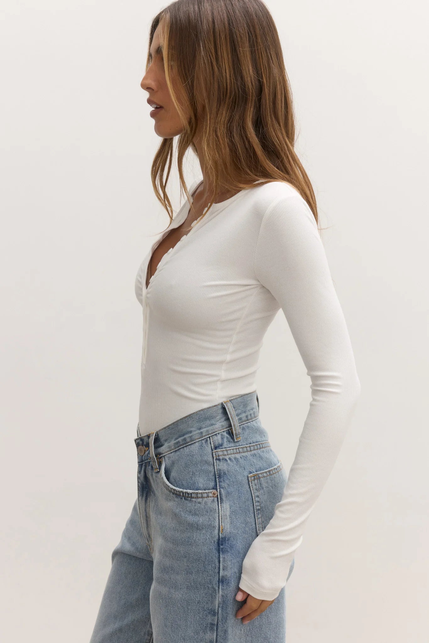 LARA BODYSUIT - WHITE & CHOCOLATE