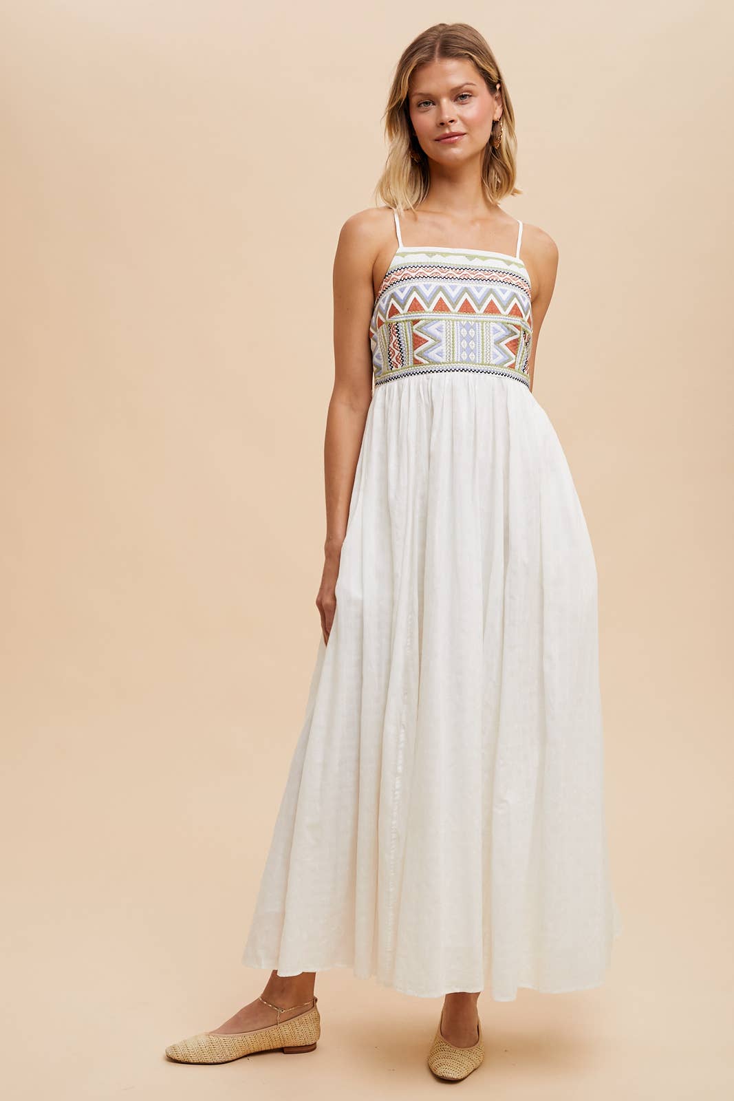 EMBROIDERED COTTON MAXI DRESS