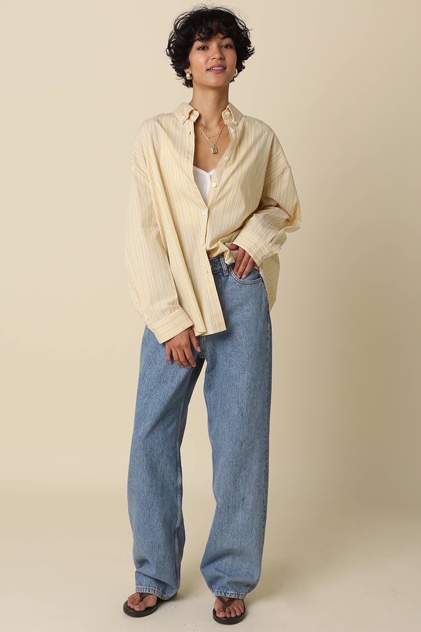 Macy Oversized Striped Shirt - Yellow