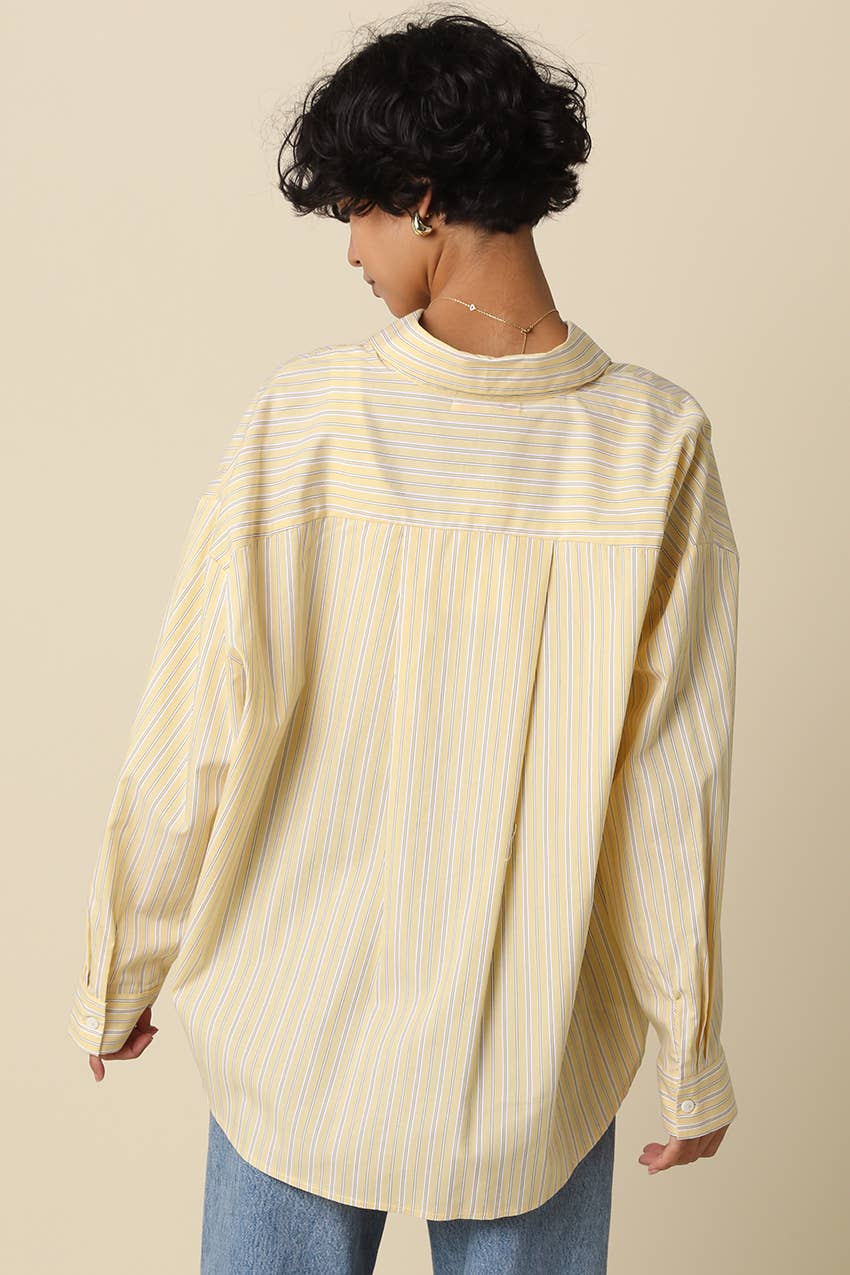 Macy Oversized Striped Shirt - Yellow