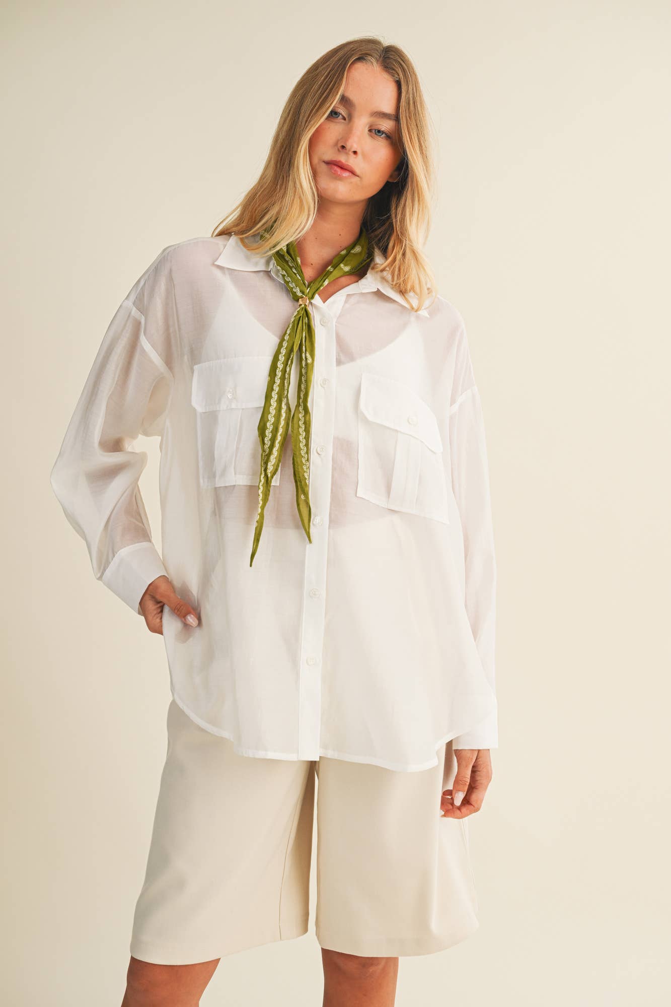 SHEER SHIRT WITH CARGO POCKET