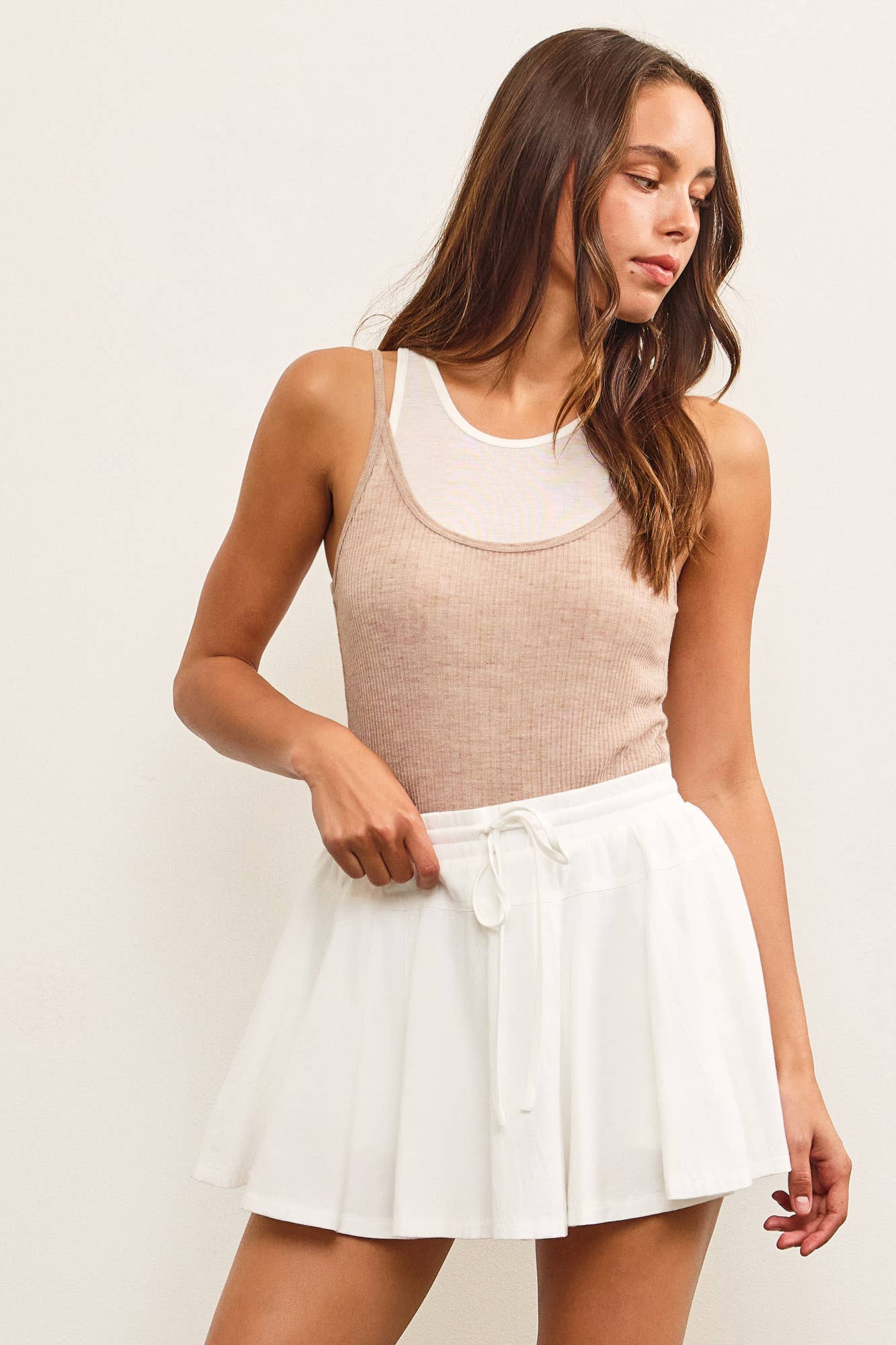 DOUBLE LAYER SLEEVELESS TOP - CEREAL