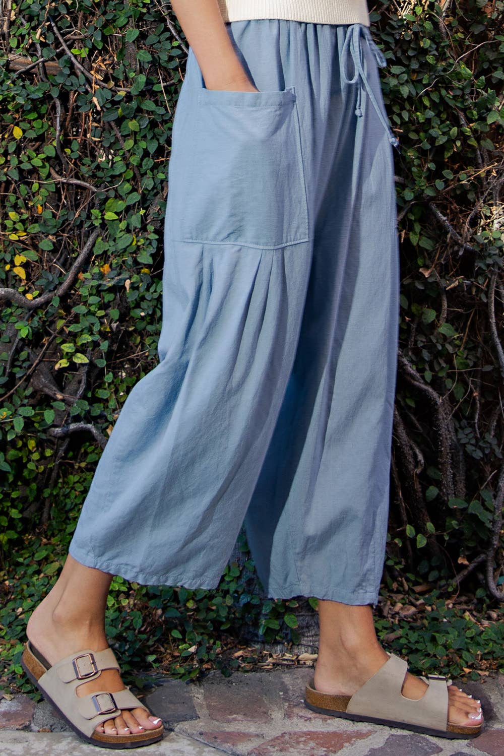 WIDE LEG PANTS: Spring Blue