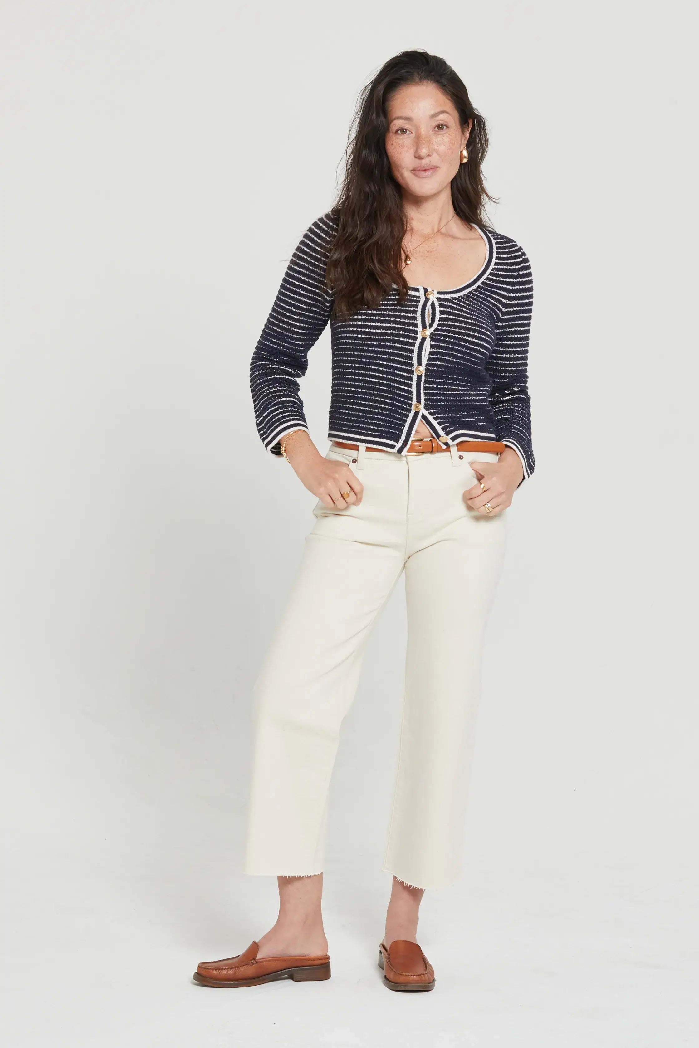 Aberdeen Ankle Crop High Rise Jean, Ecru