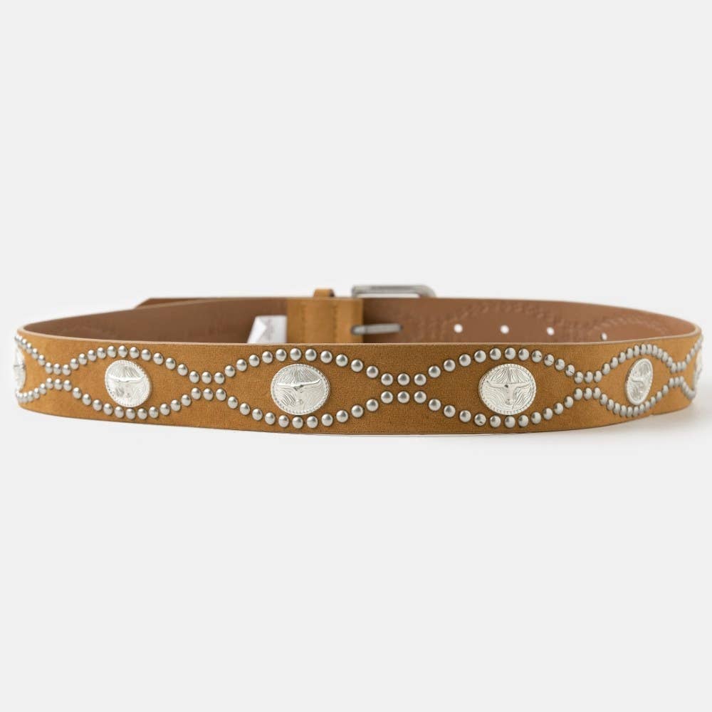 Western Studded Pattern Vegan Leather Belt