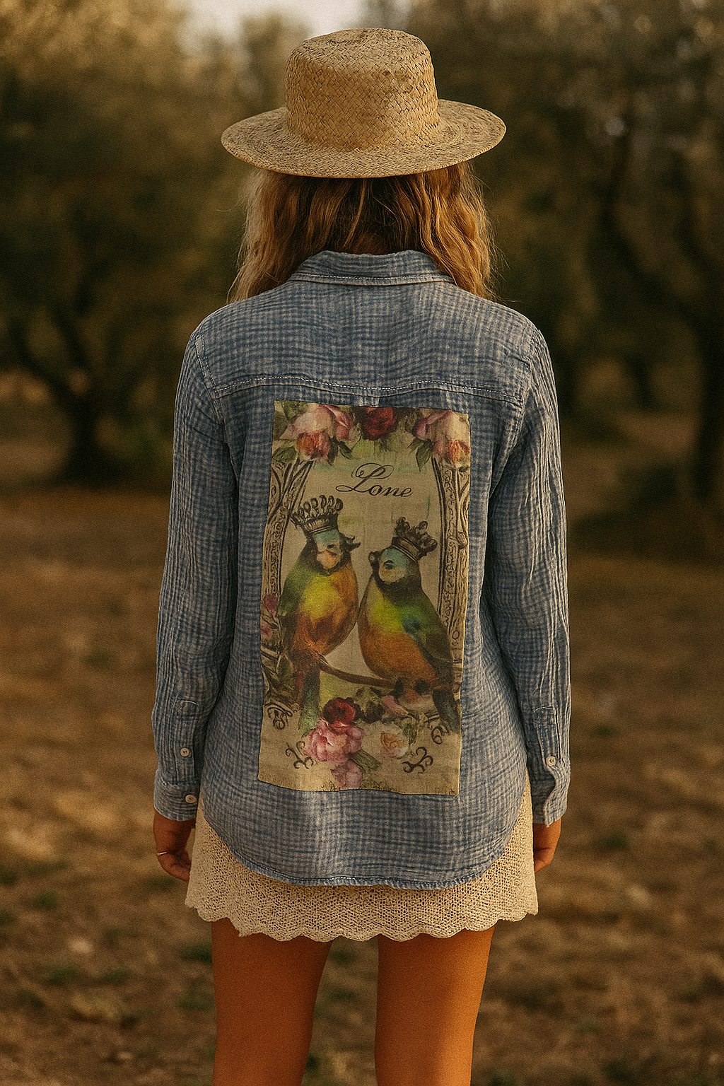 Love Birds Boho Button-Up