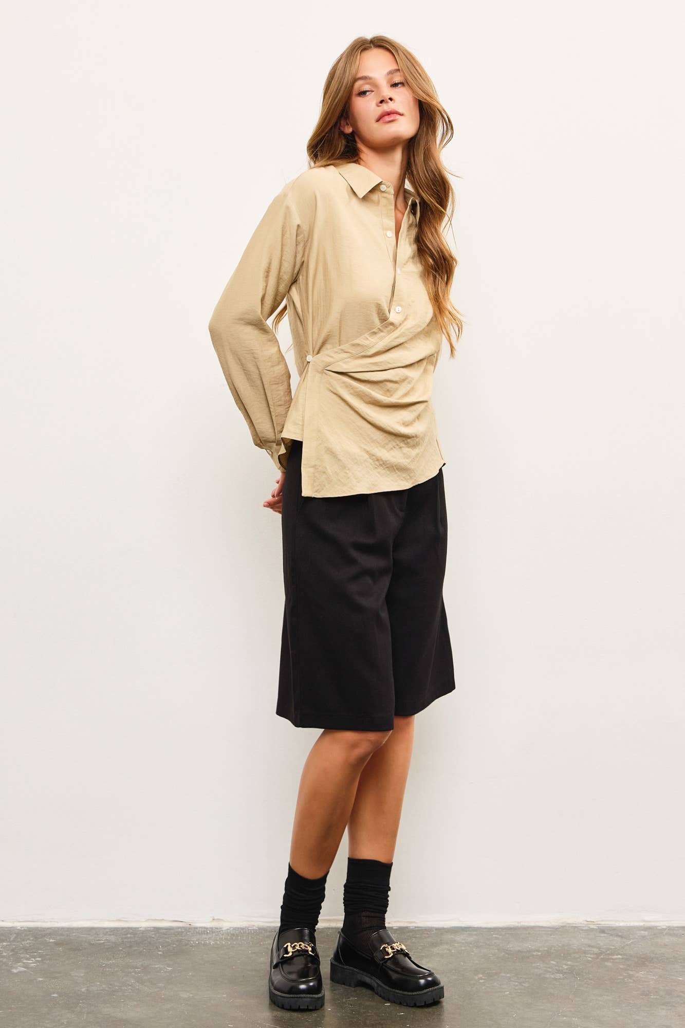 WRAP FRONT BUTTON DOWN SHIRT